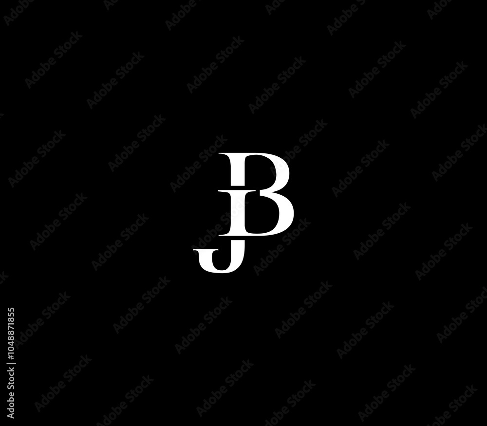 Fototapeta premium Letters JB or BJ logo design with black background.