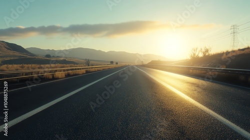 Empty highway at sunrise, scenic view