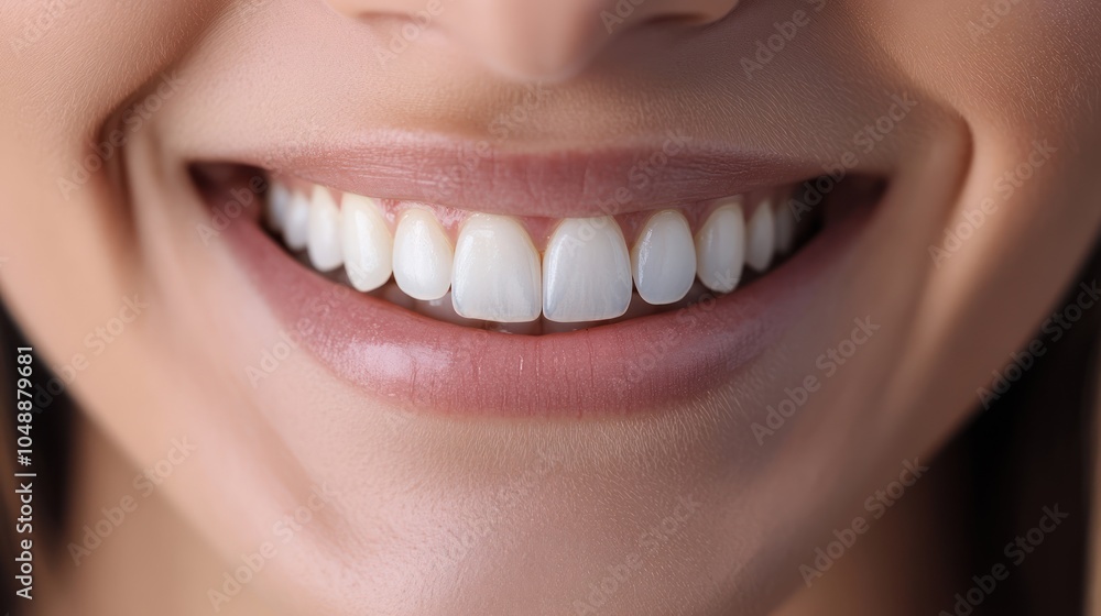Fototapeta premium Close-up of a smiling person showcasing healthy, white teeth.