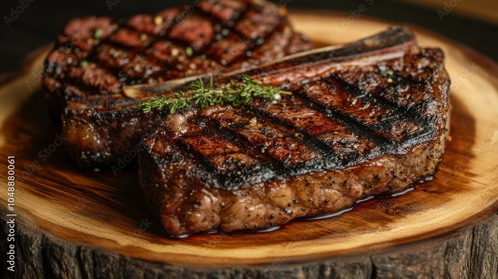 Grilled Steak on a Wooden Cutting Board Grilled Steak on a Wooden Cutting Board