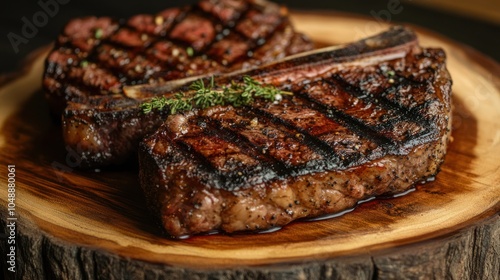 Grilled Steak on a Wooden Cutting Board