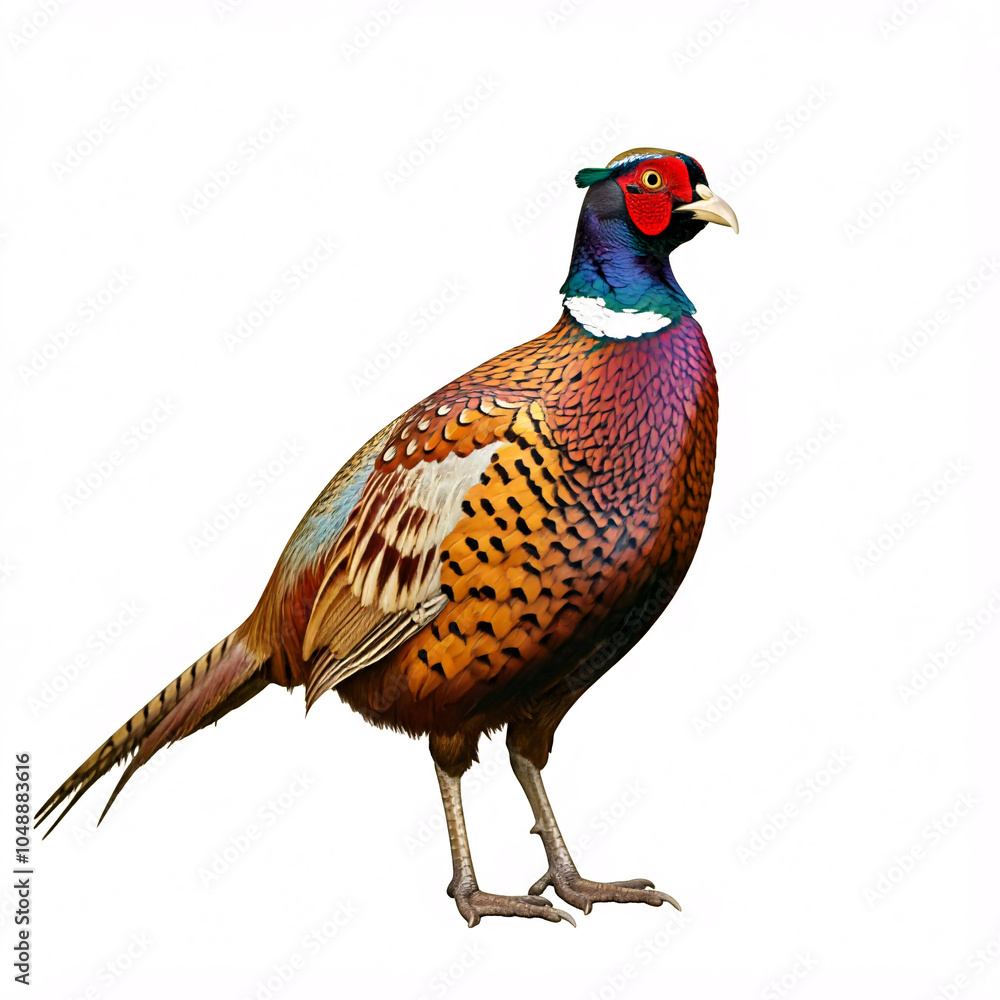 Fototapeta premium colorful male pheasant bird isolated on white background