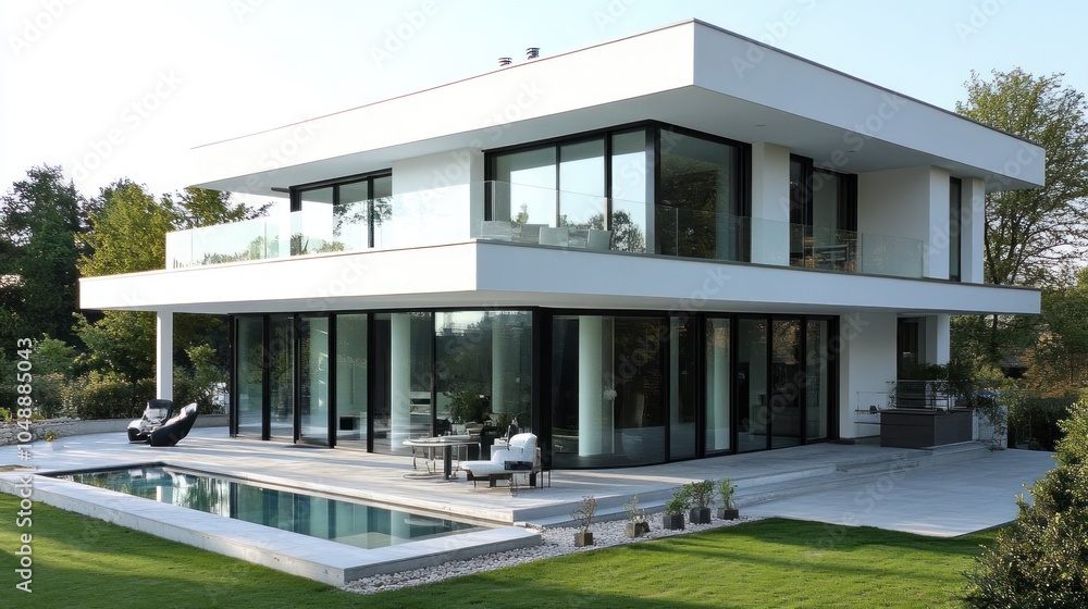 Modern White House with Pool and Patio Modern White House with Pool and Patio