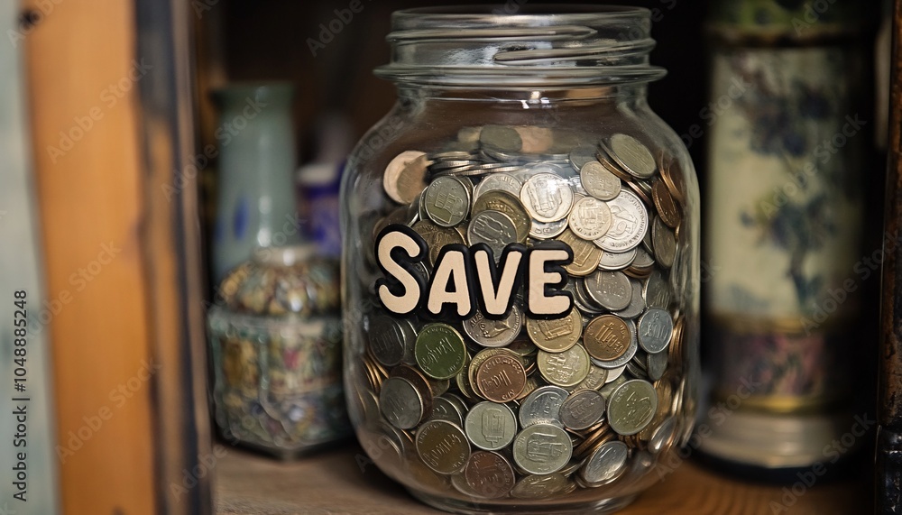 Savings Jar Overflowing with Coins Capturing the Essence of Financial Wisdom