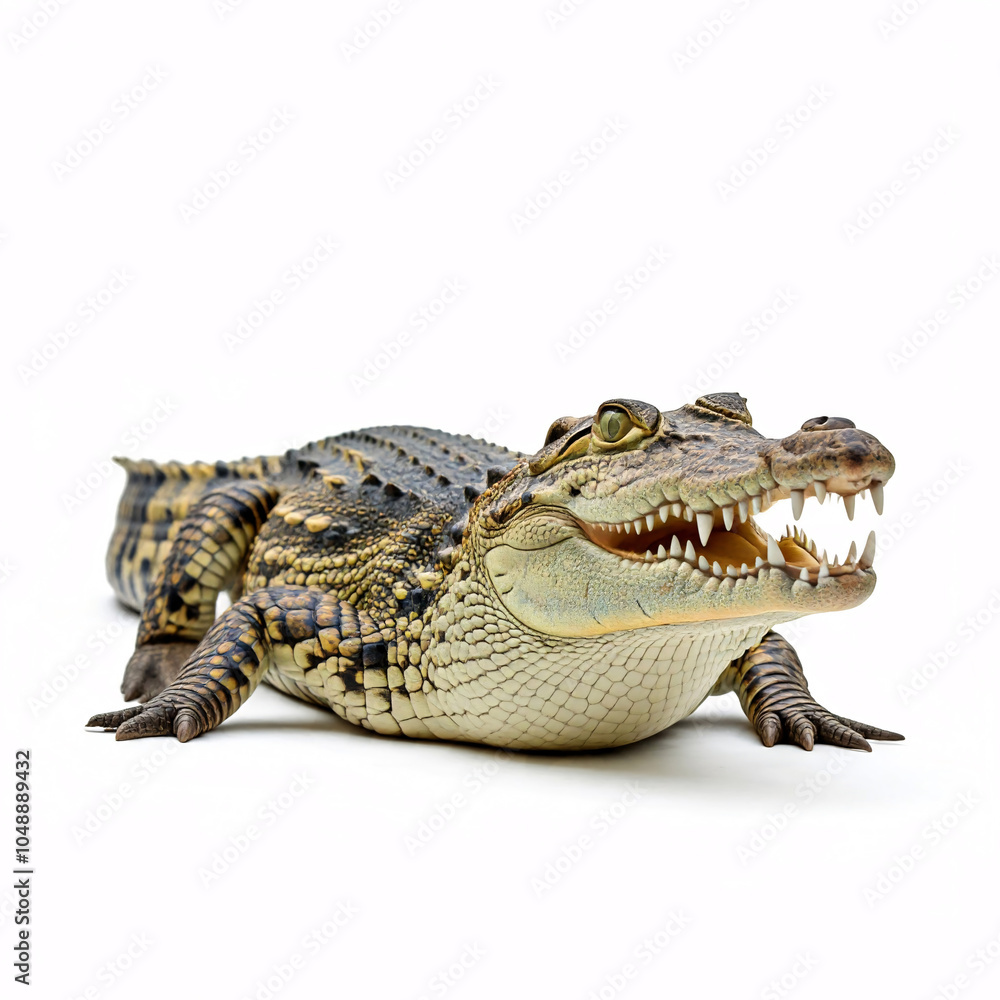 young crocodile with open mouth on white background young crocodile with open mouth on white background