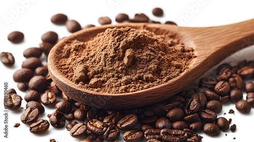 Coffee concept, Coffee beans that become soluble coffee