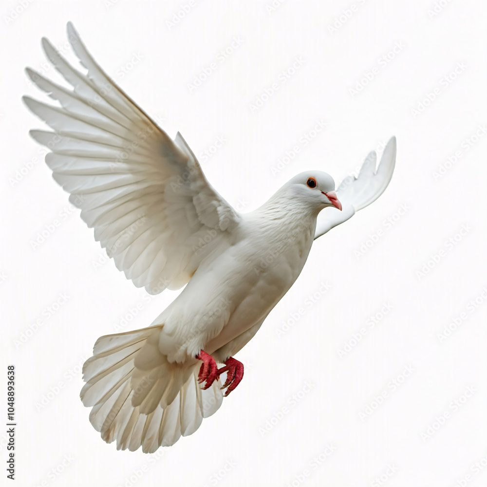 Obraz premium white dove bird flying isolated on white background