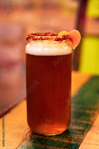 Michelada, Mexican drink made with beer, lime juice and chili sauce