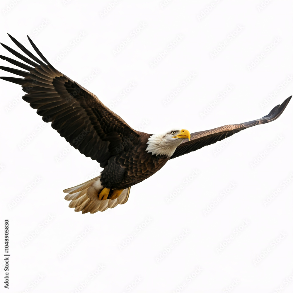 Obraz premium american bald eagle in flight against white sky