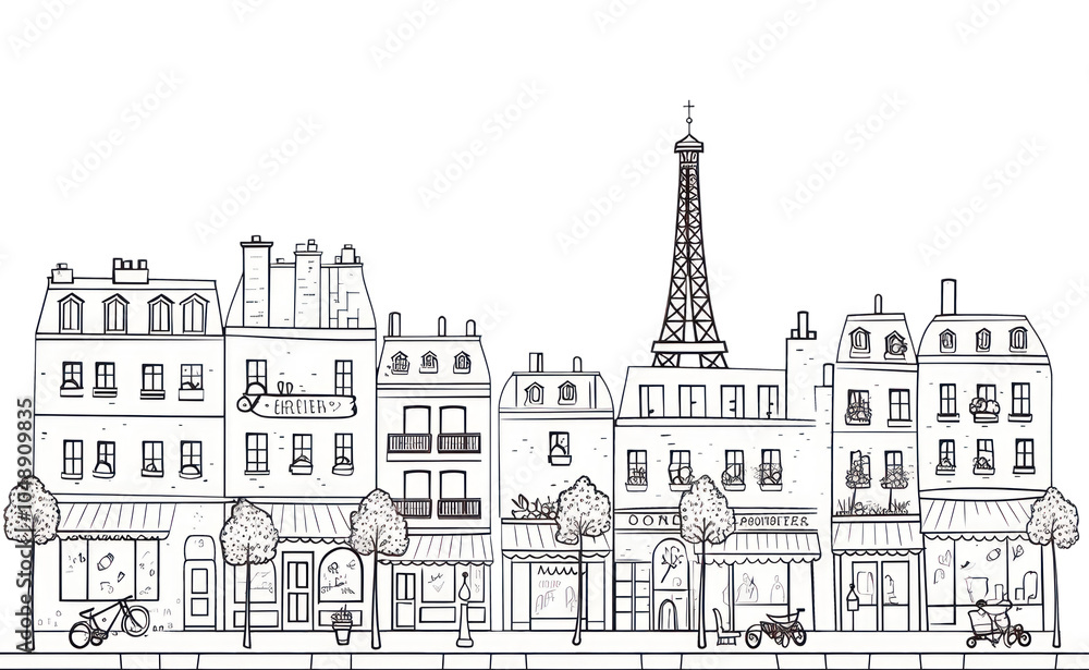 Obraz premium PNG Paris street drawing sketch doodle.