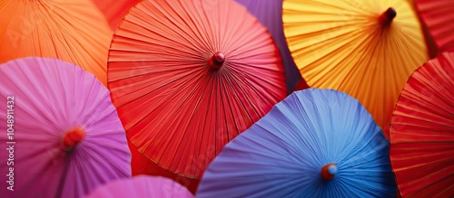 Close up view of colorful parasols used as background images. with copy space image. Place for adding text or design