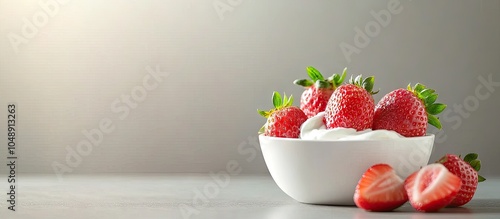 Fresh strawberries with yog...
