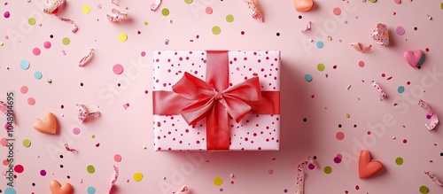 Gift with confetti bows and...