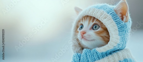 Kitten dressed in winter at...