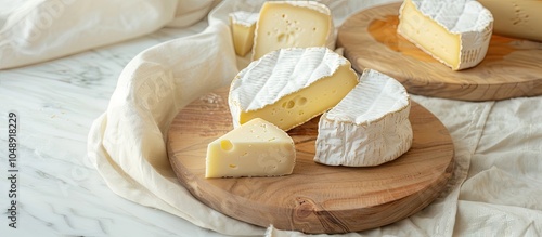 Cheese placed on a white cl...