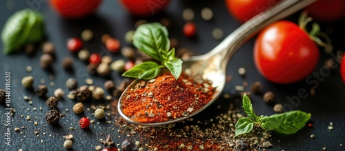 A spoon filled with spices ...