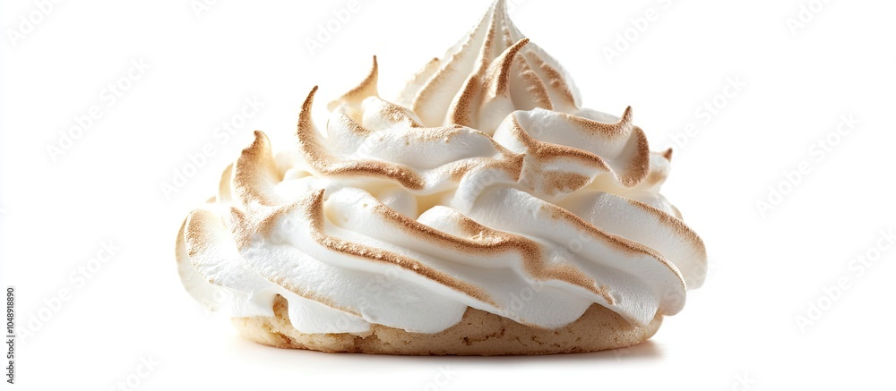 French vanilla meringue cookie against a white background. with copy space image. Place for adding text or design French vanilla meringue cookie against a white background. with copy space image. Place for adding text or design