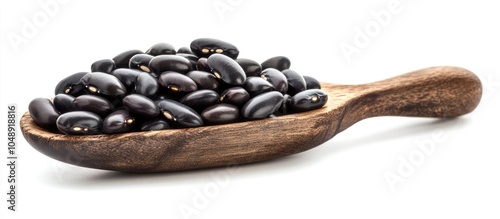 black turtle beans on a rus...