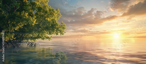 Mangrove trees along the sh...