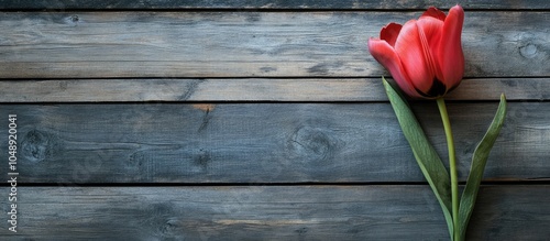 Tulip flower on a dark barn...