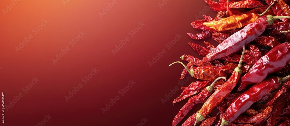 Obraz premium Dried chili peppers prepared for sale Dried spices Image for promotional use. with copy space image. Place for adding text or design
