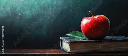 Red apple resting beside bo...
