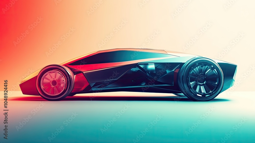 A minimalistic car concept featuring bold geometric shapes and futuristic wheels, positioned on a white background for a striking visual. A minimalistic car concept featuring bold geometric shapes and futuristic wheels, positioned on a white background for a striking visual.