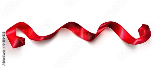 Glossy red ribbon on a whit...