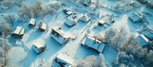 Winter aerial footage of a ...