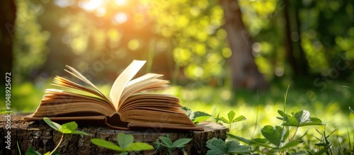 Open books with a blurred n...