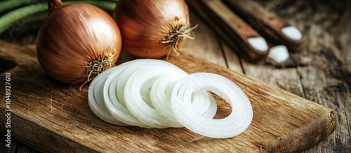 sliced onions on a cutting ...