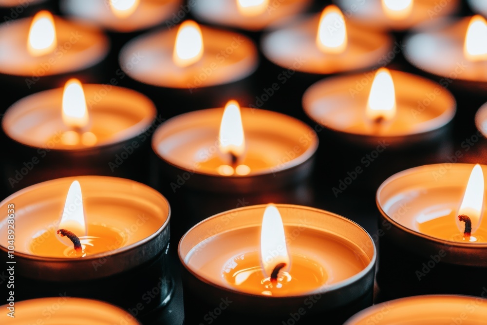Close-up of lit candles in a cathedral, warm glow illuminating the space, highlighting themes of prayer, solace, and sacred ambience Close-up of lit candles in a cathedral, warm glow illuminating the space, highlighting themes of prayer, solace, and sacred ambience