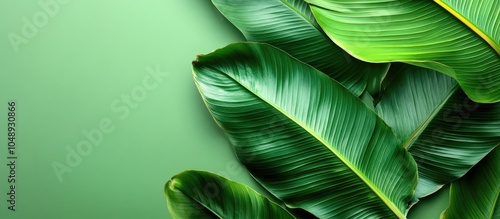 Fresh green banana leaf on ...