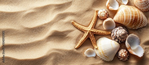 Seashells and starfish on a...