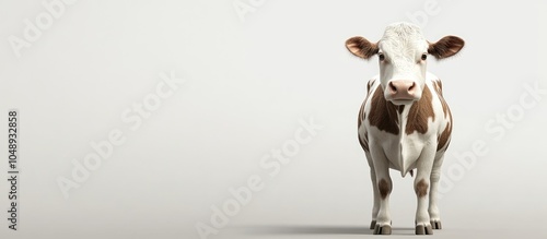 A white and brown cow on th...