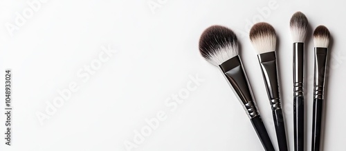 Makeup brushes on a white b...