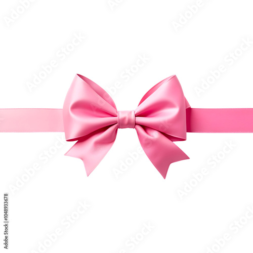 Pink gift bow isolated on transparent background. Pink bow png