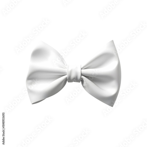 White gift bow isolated on transparent background. White bow png