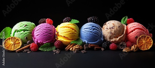 Multi colored ice cream a u...