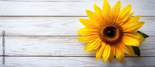 Yellow sunflower on a white...