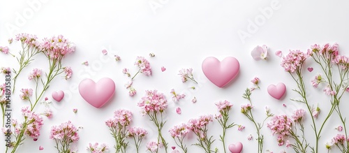 Pink heart shapes and flowe...