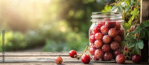 Red gooseberries in a glass...