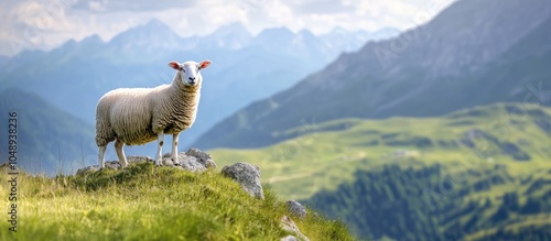 sheep on a mountain slope w...