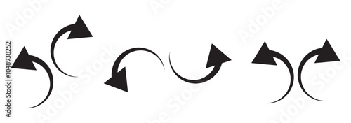 Curved arrow icon vector set. Collection of colorful right direction arrows symbol design.