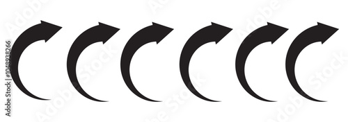 Curved arrow icon vector set. Collection of colorful right direction arrows symbol design.