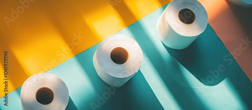 White toilet paper rolls on...