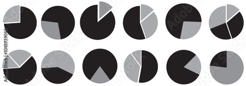  sections pie chart infographic elements set. Clipart image isolated on white background