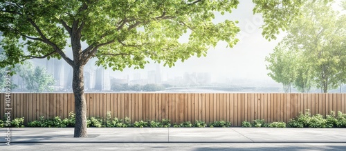 A tree on a concrete sidewa...