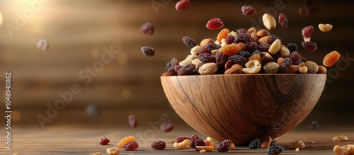 Flying dried fruits and nut...