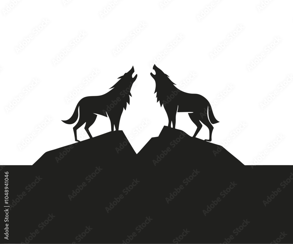 A silhouette of a wolf howling illustration line art clipart A silhouette of a wolf howling illustration line art clipart